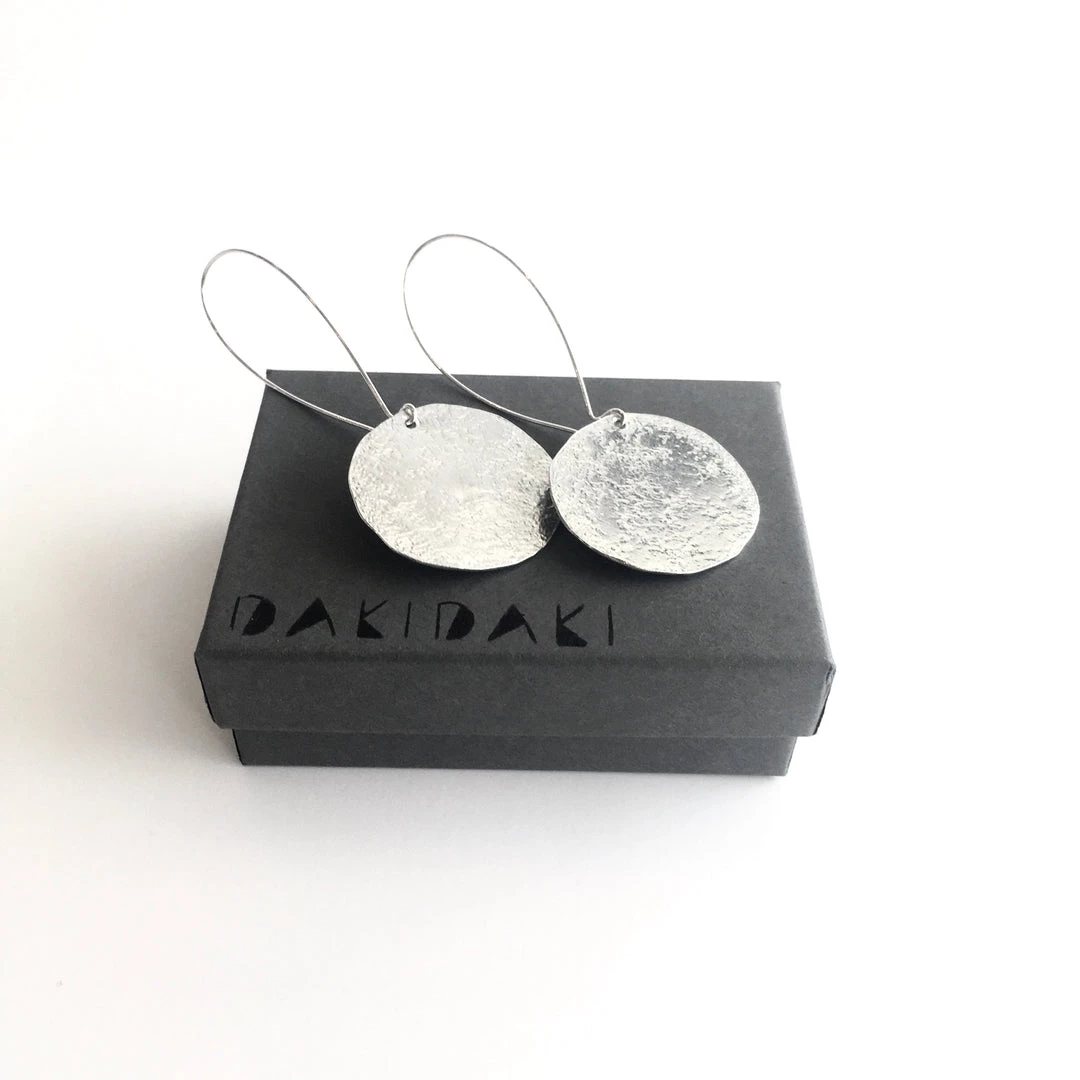 Daki Daki Disc EARRINGS Textured Aluminium - Contemporary Made In Dublin Ireland