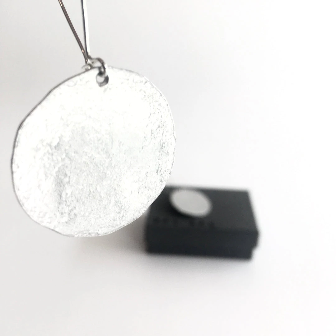 Daki Daki Disc EARRINGS Textured Aluminium - Contemporary Made In Dublin Ireland