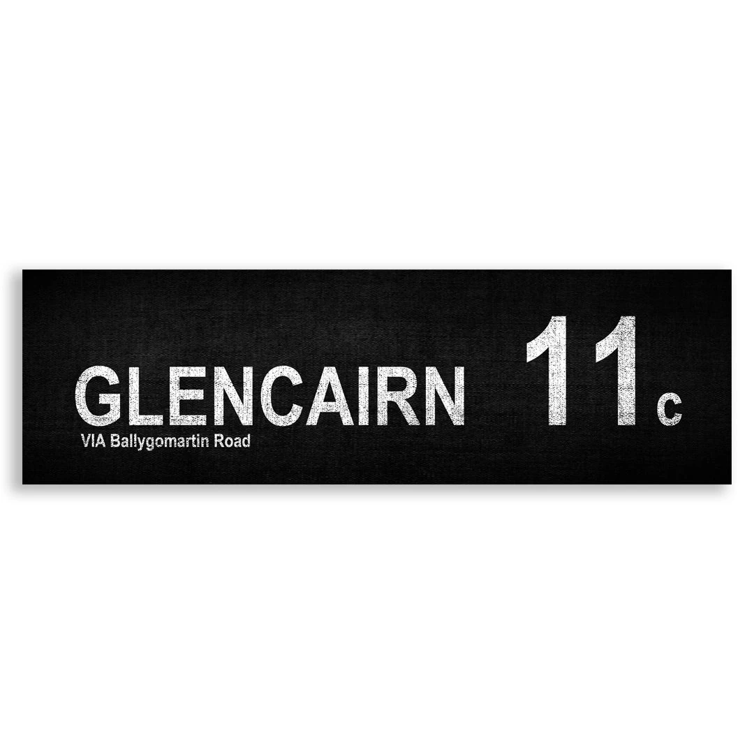 Belfast Canvas Co. Canvas Bus Signs GLENCAIRN Via Ballygomartin Road 11c
