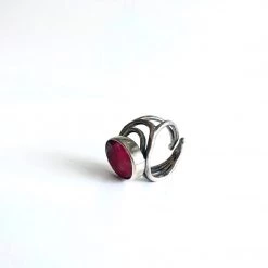 Gallardo & Blaine Rings Rough Cut Ruby Dewberry Ring - Solid Silver With Gold Plate