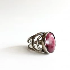 Gallardo & Blaine Rings Rough Cut Ruby Dewberry Ring - Solid Silver With Gold Plate