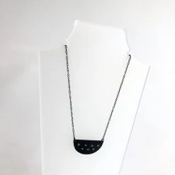 Oxidised Silver Gold Half Moon Pendant Necklace - By Ghost & Bonesetter - Made In Belfast