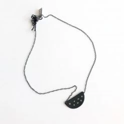 Oxidised Silver Gold Half Moon Pendant Necklace - By Ghost & Bonesetter - Made In Belfast