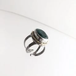 Gallardo & Blaine Rough Cut Emerald Magnolia Ring - Solid Silver With Gold Plate Rings