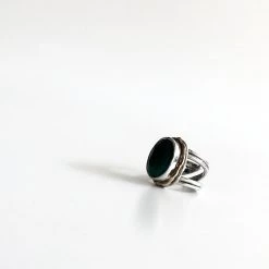 Gallardo & Blaine Rough Cut Emerald Magnolia Ring - Solid Silver With Gold Plate Rings