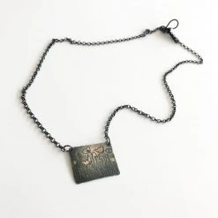 Ghost & Bonesetter Nightwalk Oxidised Silver Gold Etched Floral Pendant Necklace All Jewellery