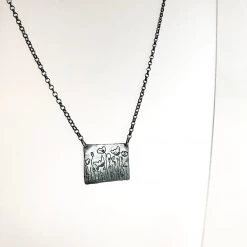 Ghost & Bonesetter Nightwalk Oxidised Silver Gold Etched Floral Pendant Necklace All Jewellery
