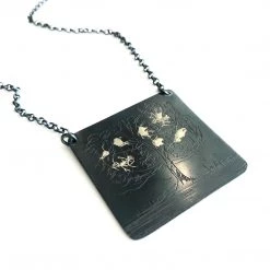 Ghost & Bonesetter Nightwalk Oxidised Silver Gold Etched Tree Pendant Necklace
