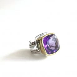 Gallardo & Blaine Amethyst Art Deco Ring - Solid Silver With Gold Plate Rings