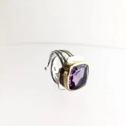 Gallardo & Blaine Amethyst Art Deco Ring - Solid Silver With Gold Plate Rings