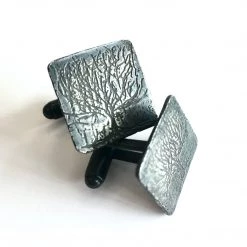 All Jewellery Cufflinks - Oxidised Silver Gold Etched Tree - By Ghost & Bonesetter