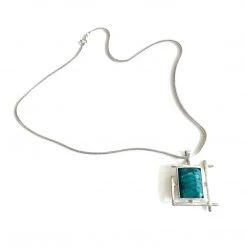 Gallardo & Blaine Art Deco EMERALD Pendant Necklace - Sterling Silver