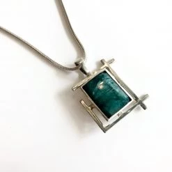 Gallardo & Blaine Art Deco EMERALD Pendant Necklace - Sterling Silver