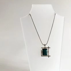 Gallardo & Blaine Art Deco EMERALD Pendant Necklace - Sterling Silver