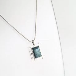 Gallardo & Blaine Art Deco EMERALD Pendant Necklace - Sterling Silver