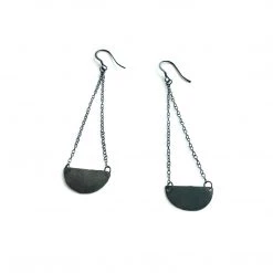 Ghost & Bonesetter Oxidised Silver Chain Half Moon Beaten Earrings All Jewellery