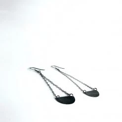 Ghost & Bonesetter Oxidised Silver Chain Half Moon Beaten Earrings All Jewellery