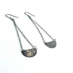 Ghost & Bonesetter Oxidised Silver Chain Half Moon Beaten Earrings All Jewellery