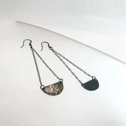 Ghost & Bonesetter Oxidised Silver Chain Half Moon Beaten Earrings All Jewellery