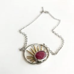 Gallardo & Blaine Goddess RUBY Pendant Necklace - Sterling Silver And Gold Plate Necklaces