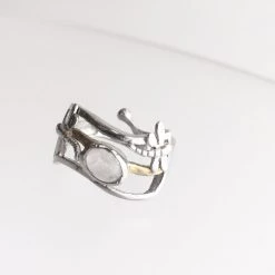 Gallardo & Blaine DRAGONFLY Ring With Moonstone + Silver With Gold Plate