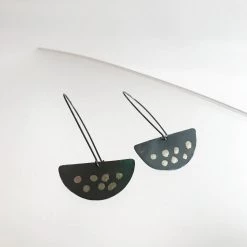 All Jewellery Silver + Gold Half Moon Beaten Earrings - By Ghost & Bonesetter - Made In Belfast