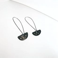 All Jewellery Silver + Gold Half Moon Beaten Earrings - By Ghost & Bonesetter - Made In Belfast