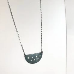 Oxidised Silver Gold Half Moon Pendant Necklace - By Ghost & Bonesetter - Made In Belfast