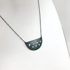 Oxidised Silver Gold Half Moon Pendant Necklace - By Ghost & Bonesetter - Made In Belfast