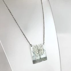 Ghost & Bonesetter Silver Etched Tree Pendant Necklace - Made In Belfast All Jewellery