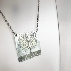Ghost & Bonesetter Silver Etched Tree Pendant Necklace - Made In Belfast All Jewellery