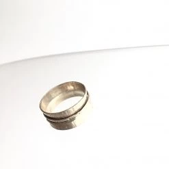 Gold Plated Double Banded Beaten Ring - By Ghost & Bonesetter - Made In Belfast All Jewellery