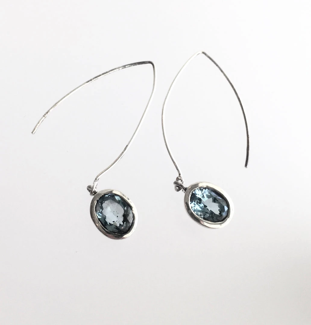 Gallardo & Blaine Dew Drop Blue Topaz EARRINGS Drop Silver