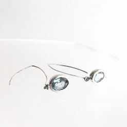 Gallardo & Blaine Dew Drop Blue Topaz EARRINGS Drop Silver