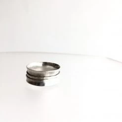 All Jewellery Silver Double Banded Beaten Ring - By Ghost & Bonesetter - Made In Belfast