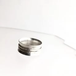 All Jewellery Silver Double Banded Beaten Ring - By Ghost & Bonesetter - Made In Belfast