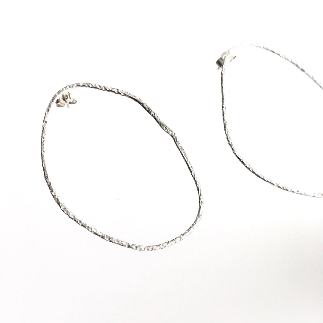 Silver Large Beaten Hoop Earrings - By Ghost & Bonesetter - Made In Belfast All Jewellery