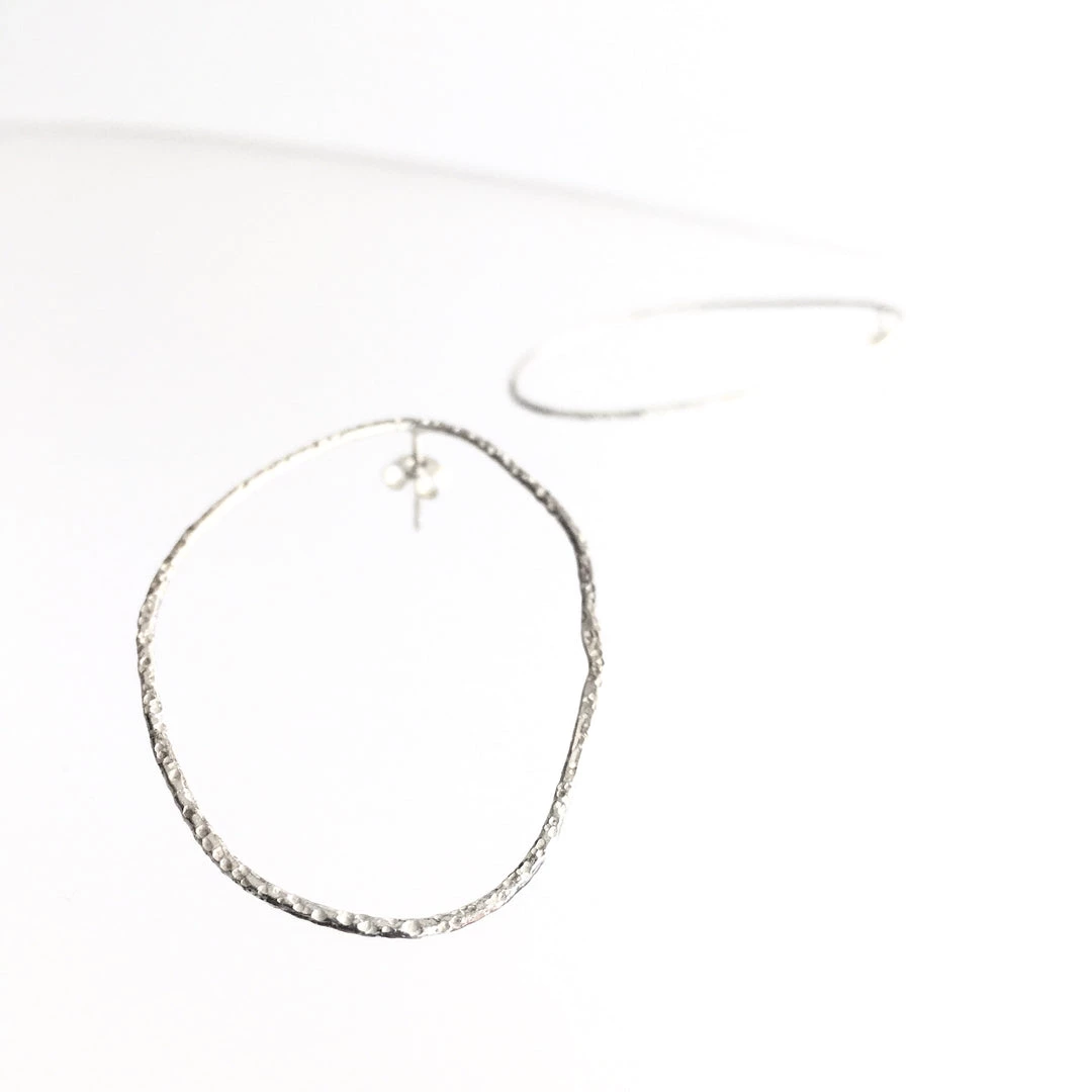 Silver Large Beaten Hoop Earrings - By Ghost & Bonesetter - Made In Belfast All Jewellery