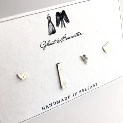 Four Random Silver Etched Stud Earrings - By Ghost & Bonesetter - Made In Belfast