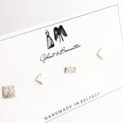 Four Random Silver Etched Stud Earrings - By Ghost & Bonesetter - Made In Belfast All Jewellery