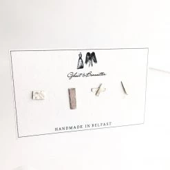 Four Random Silver Etched Stud Earrings - By Ghost & Bonesetter - Made In Belfast All Jewellery