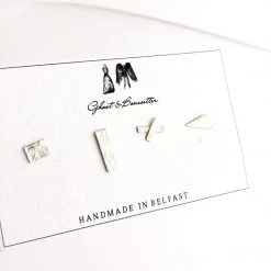 Four Random Silver Etched Stud Earrings - By Ghost & Bonesetter - Made In Belfast All Jewellery
