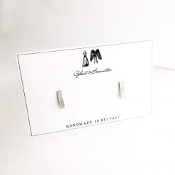 Silver Etched Rectangle Stud Earrings - By Ghost & Bonesetter - Made In Belfast All Jewellery