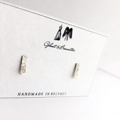 Silver Etched Rectangle Stud Earrings - By Ghost & Bonesetter - Made In Belfast All Jewellery