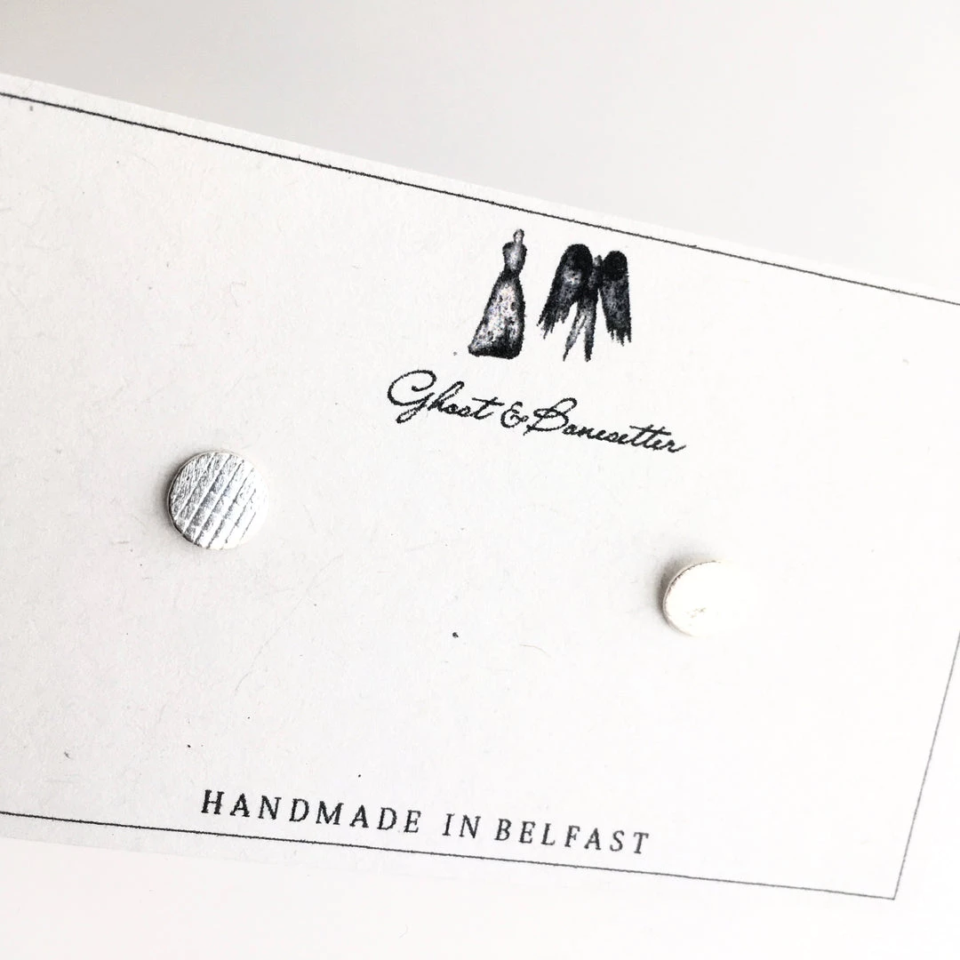 All Jewellery Silver Etched Stud Earrings - By Ghost & Bonesetter - Made In Belfast