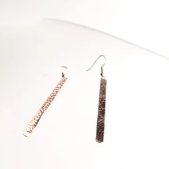 Copper Textured Bar Drop Earrings - By Ghost & Bonesetter - Made In Belfast