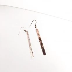 Copper Textured Bar Drop Earrings - By Ghost & Bonesetter - Made In Belfast