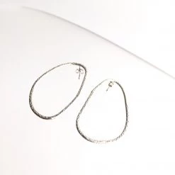 Silver Beaten Mishapen Hoop Earrings - By Ghost & Bonesetter - Made In Belfast All Jewellery