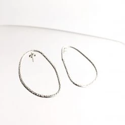 Silver Beaten Mishapen Hoop Earrings - By Ghost & Bonesetter - Made In Belfast All Jewellery
