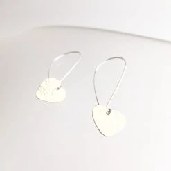 All Jewellery Silver Textured Heart Drop Earrings - By Ghost & Bonesetter - Made In Belfast